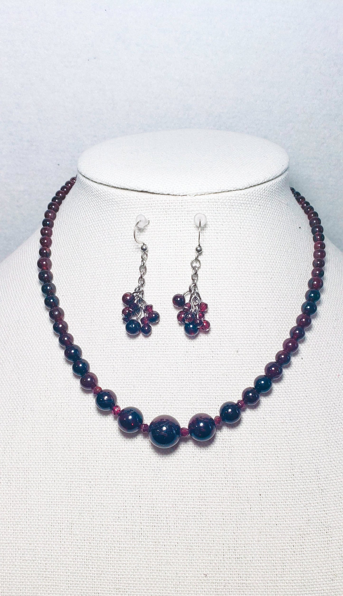 Garnet Necklace and Earrings Set