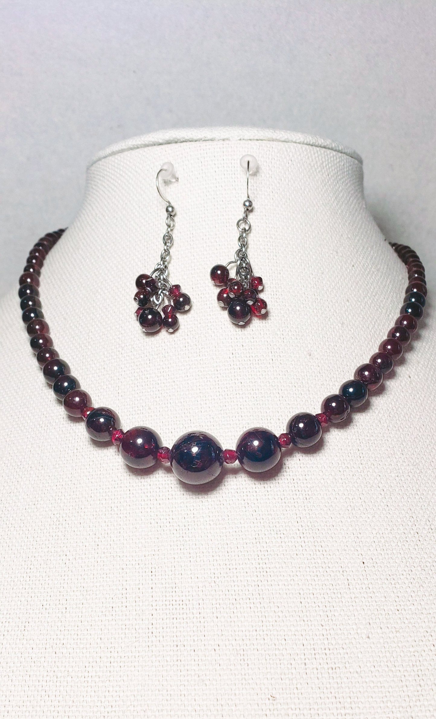 Garnet Necklace and Earrings Set