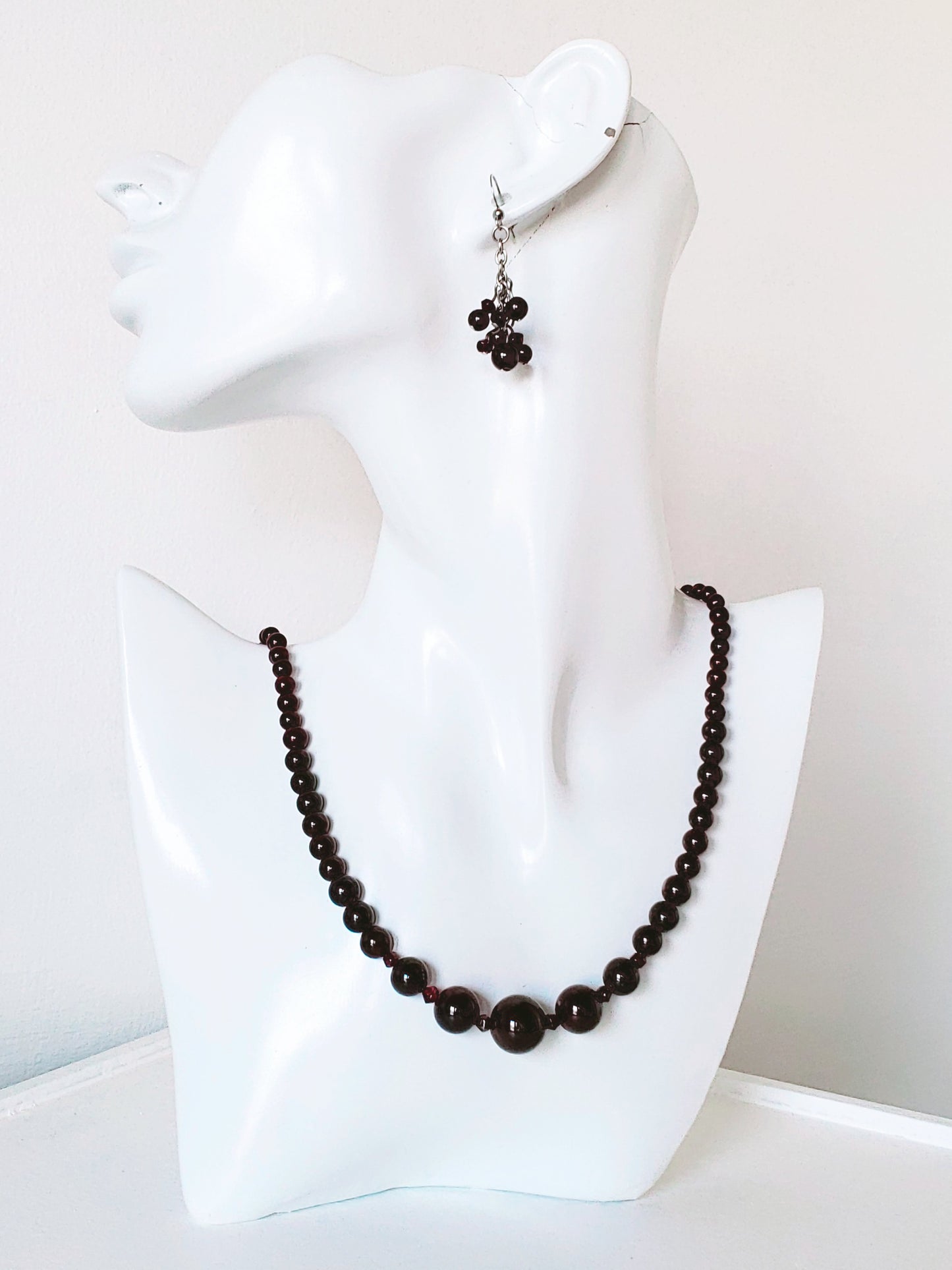 Garnet Necklace and Earrings Set