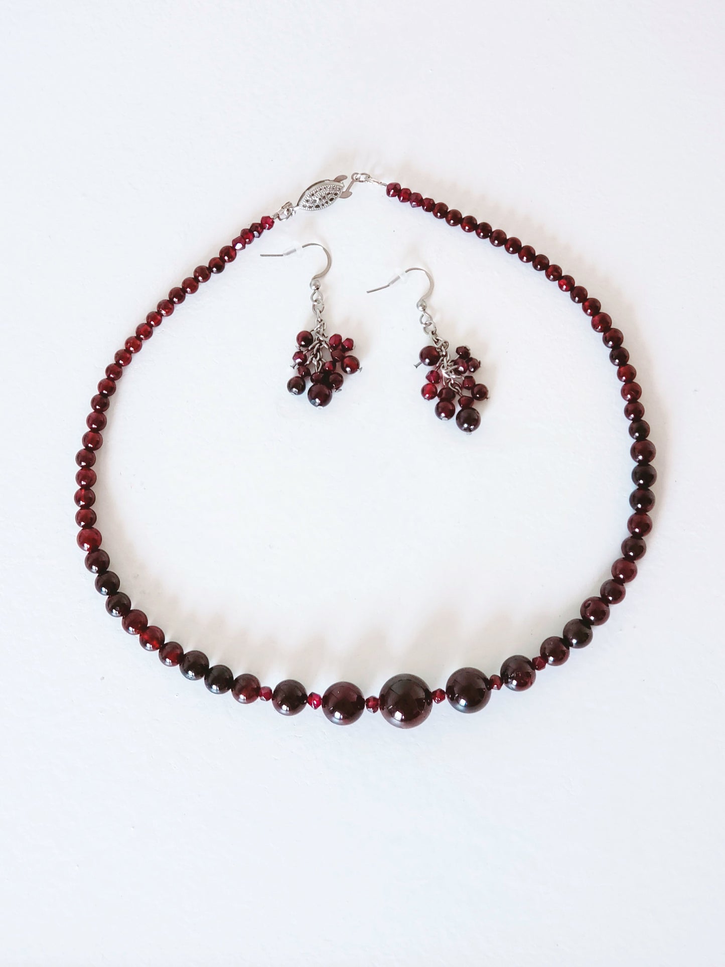 Garnet Necklace and Earrings Set